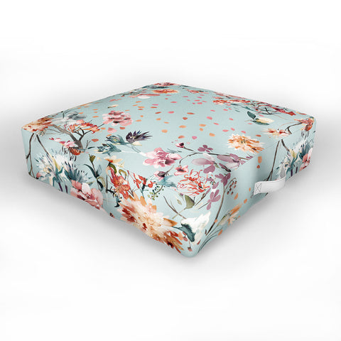Ninola Design Romantic Bouquet Blue Outdoor Floor Cushion