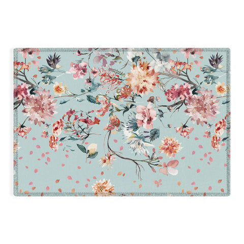 Ninola Design Romantic Bouquet Blue Outdoor Rug
