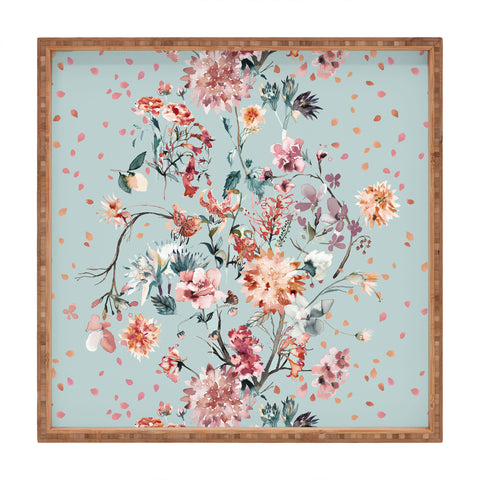Ninola Design Romantic Bouquet Blue Square Tray