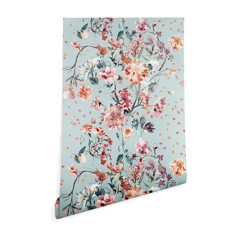 Ninola Design Romantic Bouquet Blue Wallpaper