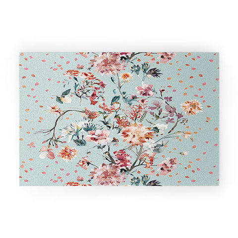 Ninola Design Romantic Bouquet Blue Welcome Mat