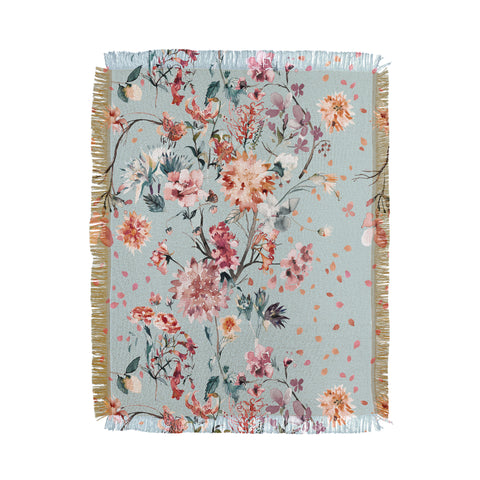 Ninola Design Romantic Bouquet Blue Throw Blanket
