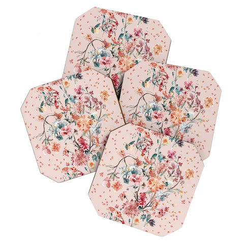Ninola Design Romantic bouquet Pink Coaster Set