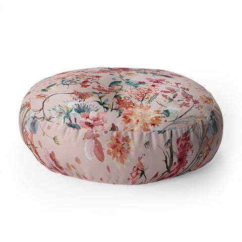 Ninola Design Romantic bouquet Pink Floor Pillow Round