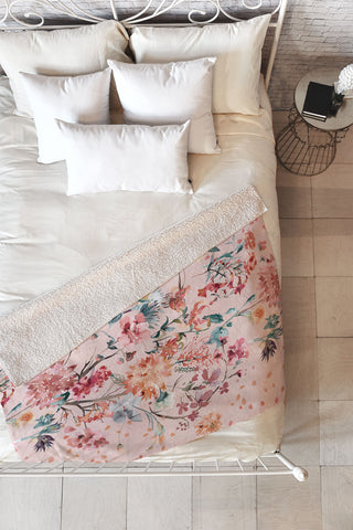 Ninola Design Romantic bouquet Pink Fleece Throw Blanket