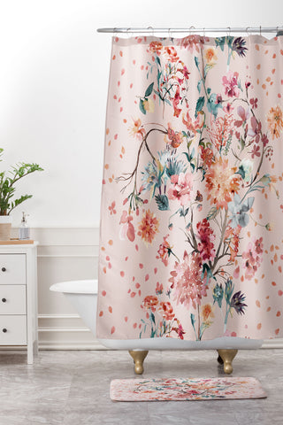 Ninola Design Romantic bouquet Pink Shower Curtain And Mat