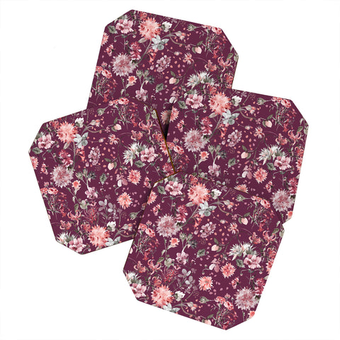 Ninola Design Romantic Bouquet Purple Coaster Set