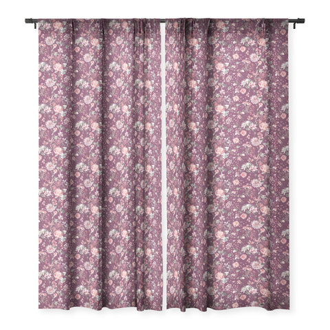 Ninola Design Romantic Bouquet Purple Sheer Window Curtain