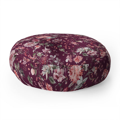 Ninola Design Romantic Bouquet Purple Floor Pillow Round