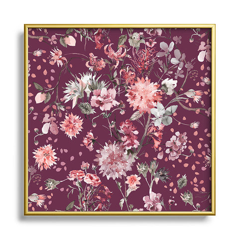 Ninola Design Romantic Bouquet Purple Metal Square Framed Art Print