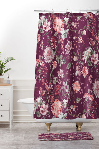 Ninola Design Romantic Bouquet Purple Shower Curtain And Mat