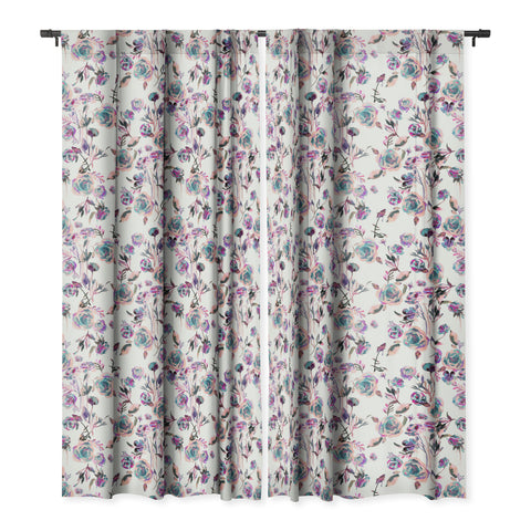 Ninola Design Romantic Roses Bouquet Mauve Blackout Window Curtain
