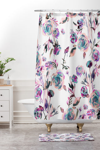 Ninola Design Romantic Roses Bouquet Mauve Shower Curtain And Mat