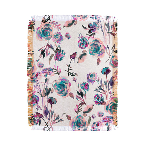 Ninola Design Romantic Roses Bouquet Mauve Throw Blanket