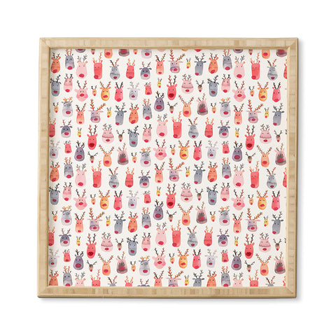 Ninola Design Rudolph Cute Reindeers Framed Wall Art
