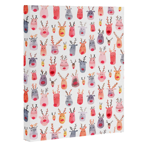 Ninola Design Rudolph Cute Reindeers Art Canvas