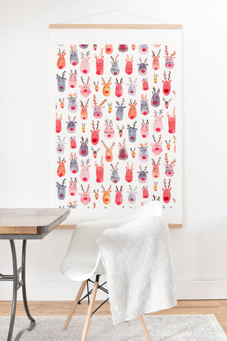 Ninola Design Rudolph Cute Reindeers Art Print And Hanger
