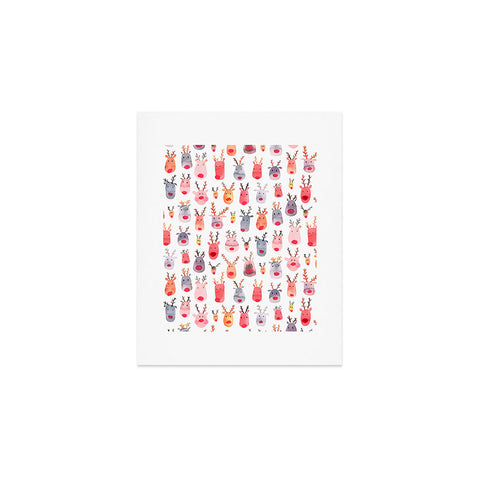 Ninola Design Rudolph Cute Reindeers Art Print