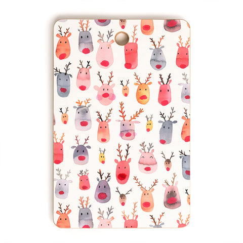Ninola Design Rudolph Cute Reindeers Cutting Board Rectangle