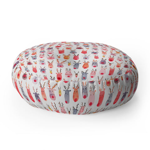 Ninola Design Rudolph Cute Reindeers Floor Pillow Round