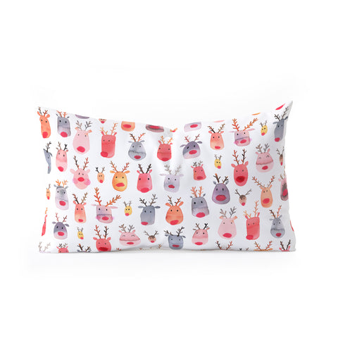 Ninola Design Rudolph Cute Reindeers Oblong Throw Pillow