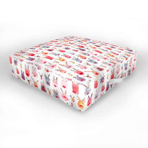 Ninola Design Rudolph Cute Reindeers Outdoor Floor Cushion