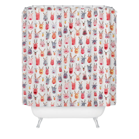 Ninola Design Rudolph Cute Reindeers Shower Curtain