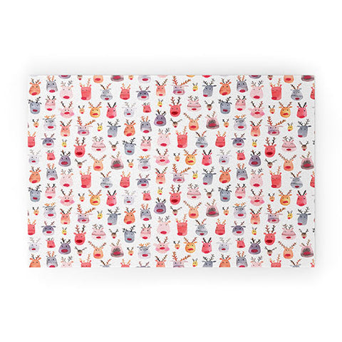 Ninola Design Rudolph Cute Reindeers Welcome Mat