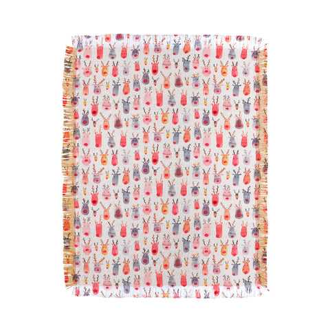 Ninola Design Rudolph Cute Reindeers Throw Blanket