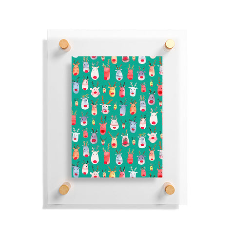 Ninola Design Rudolph reindeers green Floating Acrylic Print