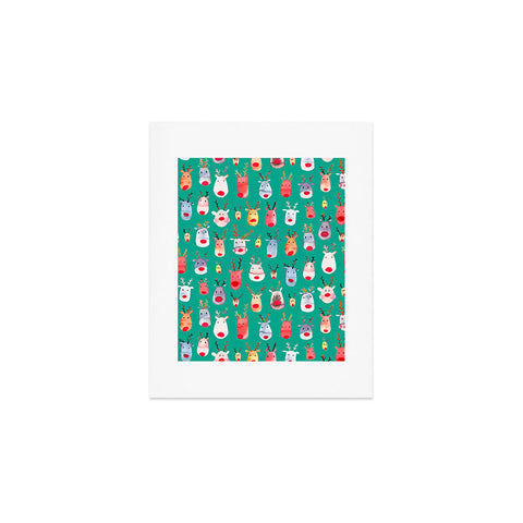 Ninola Design Rudolph reindeers green Art Print