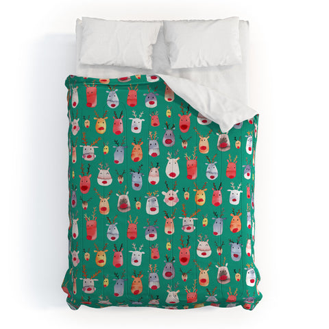 Ninola Design Rudolph reindeers green Comforter