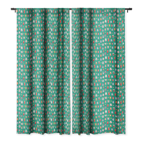 Ninola Design Rudolph reindeers green Blackout Window Curtain