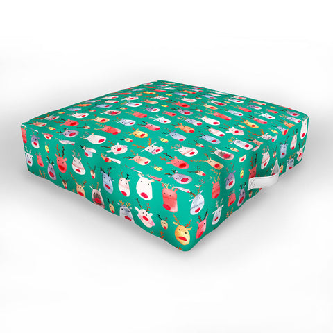 Ninola Design Rudolph reindeers green Outdoor Floor Cushion