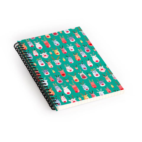 Ninola Design Rudolph reindeers green Spiral Notebook