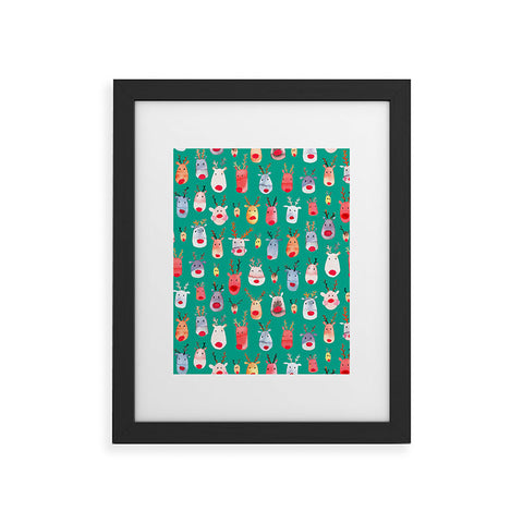 Ninola Design Rudolph reindeers green Framed Art Print