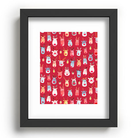 Ninola Design Rudolph Reindeers Red Christmas Recessed Framing Rectangle