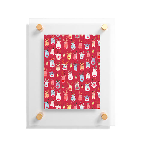Ninola Design Rudolph Reindeers Red Christmas Floating Acrylic Print