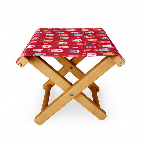 Ninola Design Rudolph Reindeers Red Christmas Folding Stool