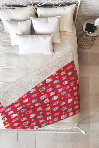 Ninola Design Rudolph Reindeers Red Christmas Fleece Throw Blanket