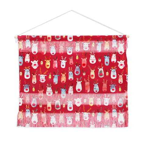Ninola Design Rudolph Reindeers Red Christmas Wall Hanging Landscape