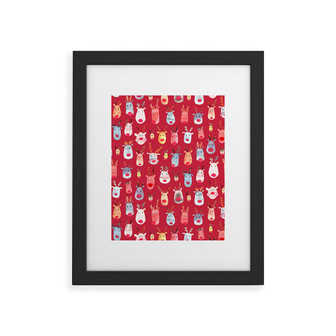 Ninola Design Rudolph Reindeers Red Christmas Framed Art Print