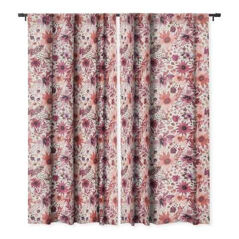Ninola Design Rustic flowers Organic holiday Blackout Window Curtain
