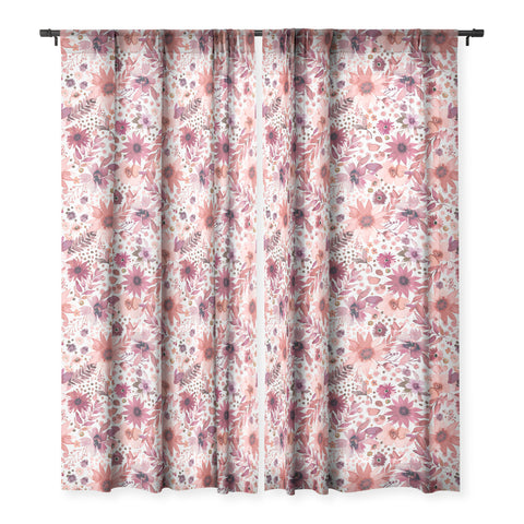 Ninola Design Rustic flowers Organic holiday Sheer Window Curtain