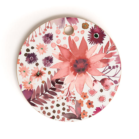 Ninola Design Rustic flowers Organic holiday Cutting Board Round