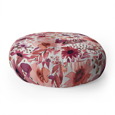 Ninola Design Rustic flowers Organic holiday Floor Pillow Round