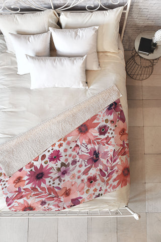 Ninola Design Rustic flowers Organic holiday Fleece Throw Blanket