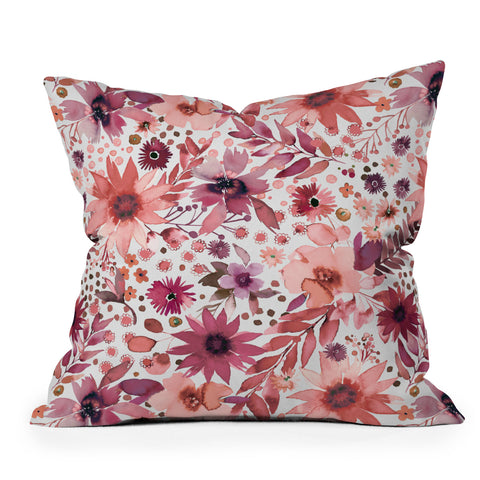 Ninola Design Rustic flowers Organic holiday Throw Pillow