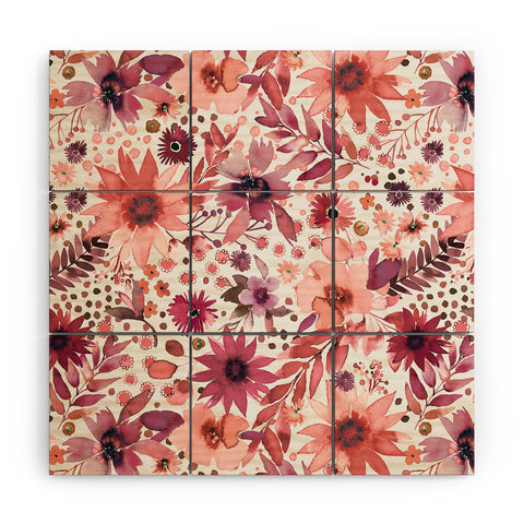 Ninola Design Rustic flowers Organic holiday Wood Wall Mural