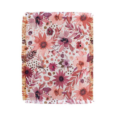 Ninola Design Rustic flowers Organic holiday Throw Blanket